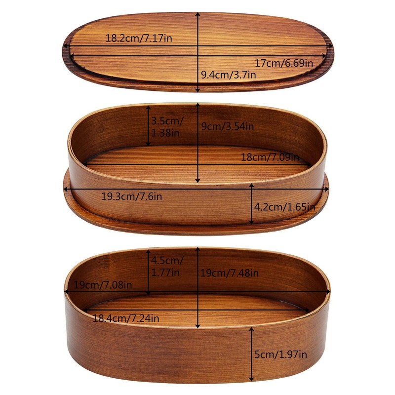 YFWOOD Japanese Bento Box, Lunch Boxes, Japanese Double Layer Natural