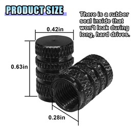 4PCS Car Tire Valve Stem Caps - Aluminum Alloy Valve Cap Car Air Cover - Dust Proof & Corrosion Resistant Tire Valve Cover - Universal Stem Covers for Cars, Trucks, Bikes, Motorcycles (Black)