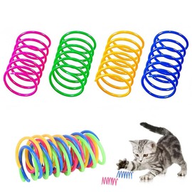 4 Pcs Colorful Cat Springs, Spiral Toy for Cats, Durable Plastic Pet Springs, Interactive Bouncing and Play Training Toy, Fun Exercise Gift for Kittens and Adult Cats, Entertaining Cat Accessories