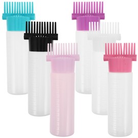 Vaguelly 6pcs Hair Dye Applicator Bottles Comb Oil Squeeze Bottle for Hair Coloring Scalp Applicator Graduated Scale for Salon Use
