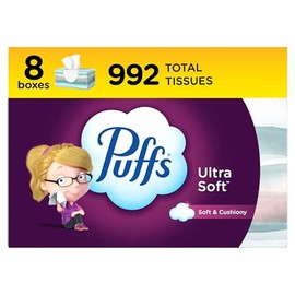 Puffs Puffs Ultra Soft Non-Lotion Facial Tissue, 8 Family Boxes, 124 Facial Tissues per Box
