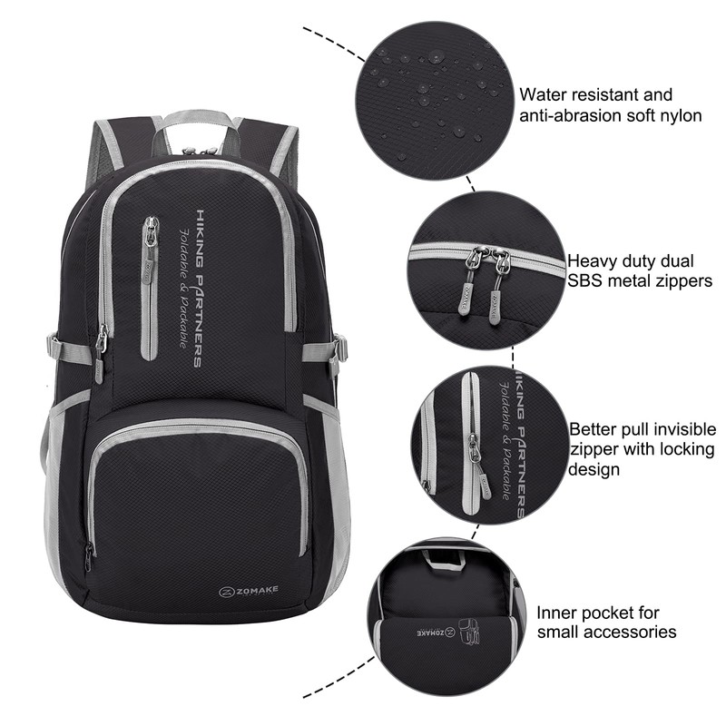 ZOMAKE Lightweight Foldable Backpack - 35L Packable Foldable Rucksack Packable