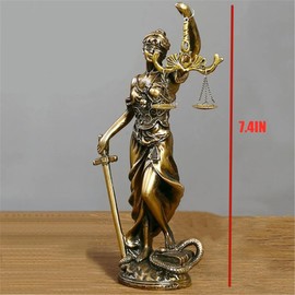 KTYDRY Goddess of Justice Statue - Greek/Roman Antique Design for Office, Bookcase, Table or Garden Decor - Artisan Crafted Angel Sculpture (7.4in*3.7in*2in)
