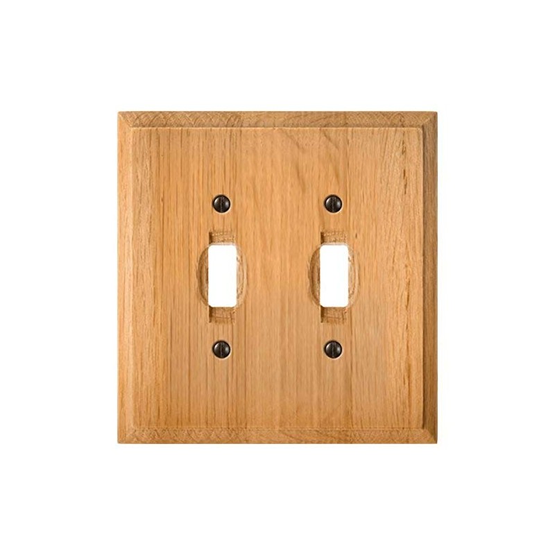 Amerelle Traditional Double Toggle Wood Wallplate in Light Oak