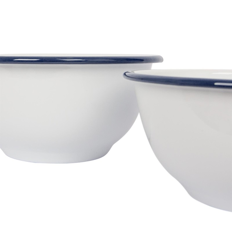 Argon Tableware 2pc Blue White Enamel Mixing Bowl Set -
