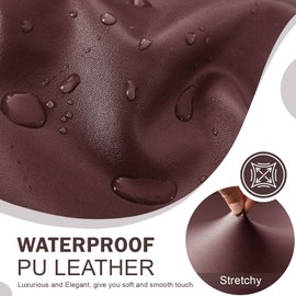 vctops 10 Pieces Waterproof Faux PU Leather Recliner Sofa Covers Stretch Soft 4 Seats Couch Cover Anti-Slip Sofa Slipcover Furniture Protector with Elastic Bottom for Kids Pet(Wine Red,4 Seat)