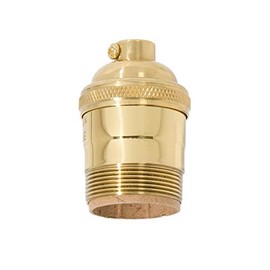 B&P Lamp® Heavy Turned Brass Keyless Sockets, Polished and Lacquered Finish, Keyless (No Switch), Uno Thread Shell