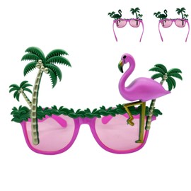 KKpxafl 2 Pieces Hawaiian Party Glasses Flamingo Party Eyeglasses Hawaiian Party Sunglasses, Hawaiian Party Eyewear for Fancy Dress