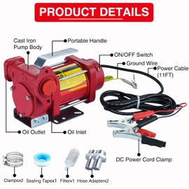 TRUPOW 12V DC 10GPM Self-priming Heavy-duty Gasoline Fuel Oil Transfer Pump with Explosion-proof for Gasoline Diesel Kerosene & More