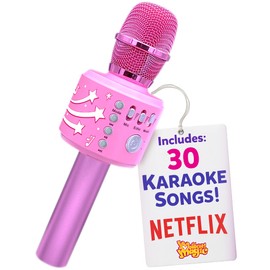 Move2Play, Kids Karaoke Microphone | Includes Bluetooth & Pre-Loaded Songs | Birthday Girls Present for All Ages, 2, 3, 4, 5+ Year Old Girls, Boys & Toddlers (All Pink)