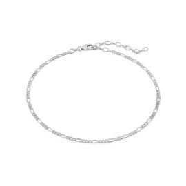 modabilé Women's Anklet Adjustable 925 Sterling Silver Figaro Chain (2.2 mm Wide 23 cm - 28 cm) Anklet 925 without Pendant Silver Anklet Women, Sterling Silver