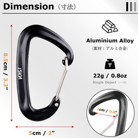 Caribeaner Clips, 12kN Heavy Duty Carabiner, Aluminum D Ring Keychain, Small Carabeaner Accessories for Camping Hiking Backpacking Dog Leash(Black-4pcs)