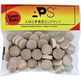 Wood Plugs 3/4 inch, Screw Hole Plugs, Flat Head Wood Plugs, Button Plugs, Screw Plug, Wooden Hole Plugs, Wood Caps, Wood Screw Covers, Wooden Screw Plugs, Buttons Wood Plug (60, 3/4 inch Birch)