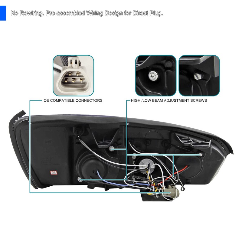 Spec-D Tuning Black LED Projector Headlights Compatible with 2004-2007 Chevy