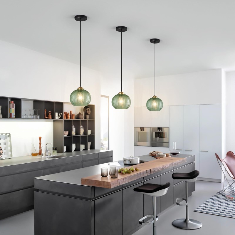 LBSQJ Green Glass Pendant Lights Kitchen Island 1 Pack 7.48