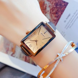 devaco Vintage Square Women's Wristwatch, Quartz Stone Leather Strap Ladies Watch, Stylish Square Waterproof Women's Retro Watch.