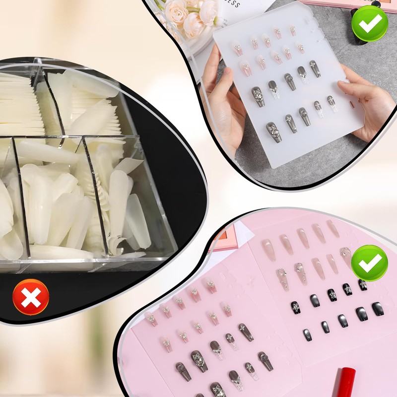 8Pcs Press On Nail Organizer Clear Nails Storage Book Insert