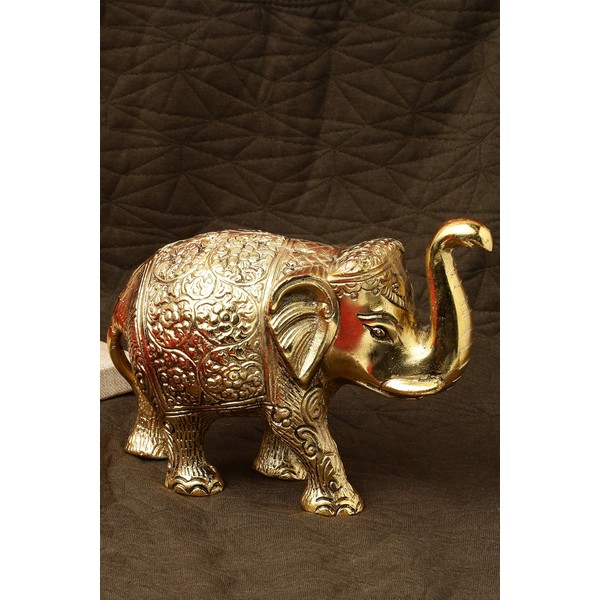 DreamKraft Metal Elephant for Home Décor and Showpiece (14x8x5 cm,Gold
