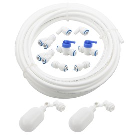Pxyelec 10M Water Supply Pipe, Refrigerator Water Hose Connector Set, Adjustable Float Ball Valve for Aquariums and European Style Double Fridge