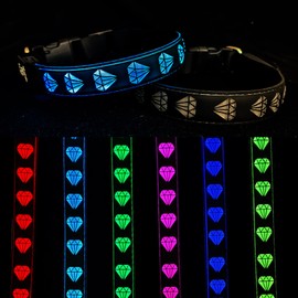 DOGLED Subversive USB-C led Light up Airtag Dog Collar, Subversive 3D Sunflower Design Comfortable and Soft Material,Multicolored Lighting (D-Black, M(15.7-19.7"))