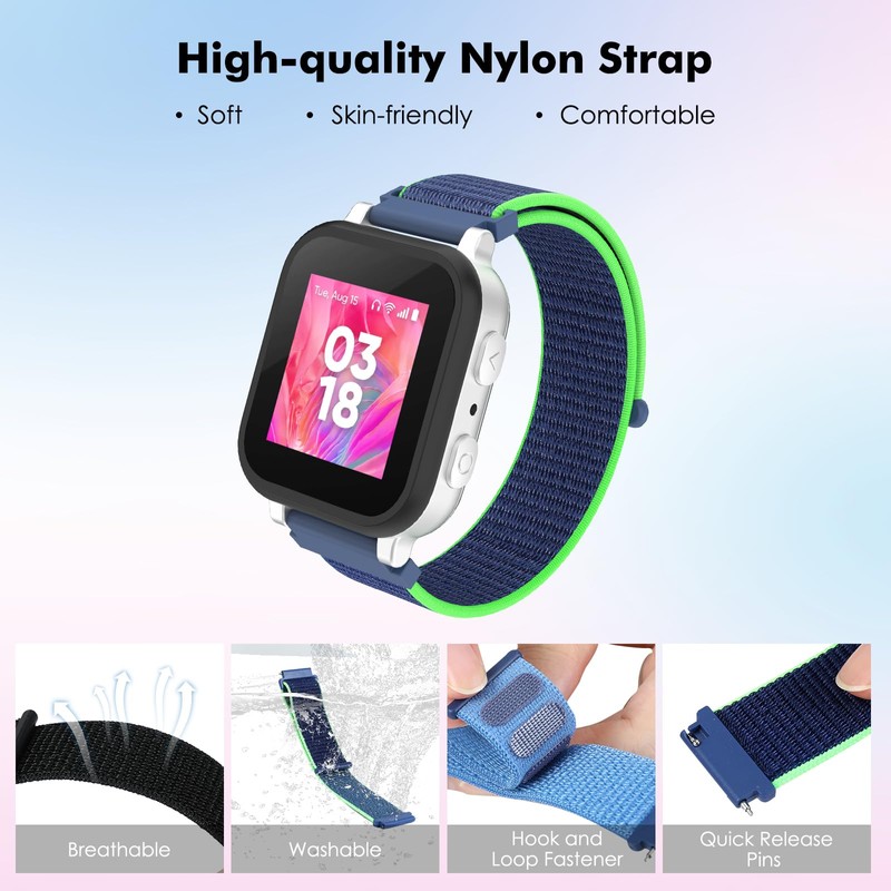 3 Pack 20mm Nylon Kids Band Compatible with Gizmo/Gabb/SyncUP/Cosmo JrTrack