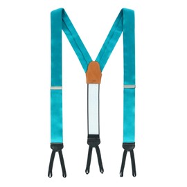 Trafalgar Men's Sutton Solid Color Silk Formal End Braces (Suspenders), Teal