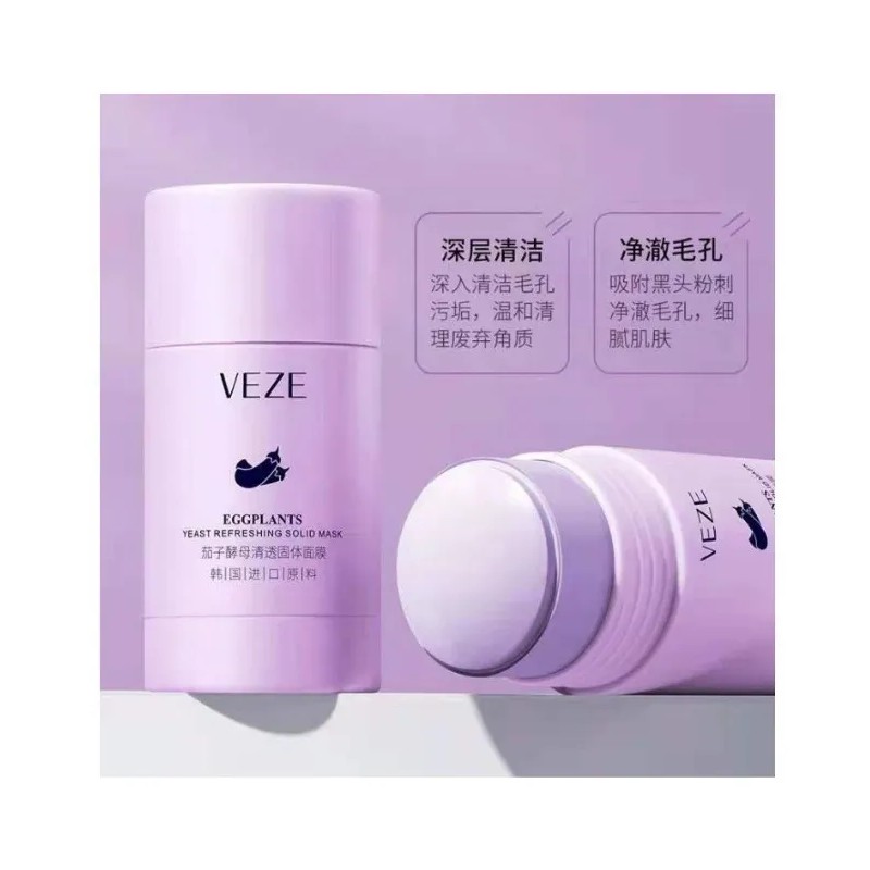 Mascarilla Facial Sólida Veze Eggplant Berenjena 40g Hidratante Limpieza