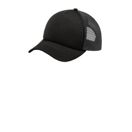 Port Authority 5-Panel Twill Foam Trucker Cap. C936, Black/ Black, OSFA