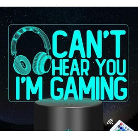 Glznorend Gaming Night Light, Headset Video Games Gamer Gift, 3D Illusion Lamp 16 Colors Changing with Remote Control
