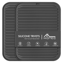 HOTEC Silicone Trivets for Hot pots and Pans, Heat Resistant for Kitchen Counter Dish Drying Mat, Set of 2 Dark Grey
