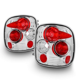 AKKON - Fits 1999-2004 Chevy Silverado & GMC Sierra Stepside Model Chrome Housing Tail Lights Rear Pair Lamps