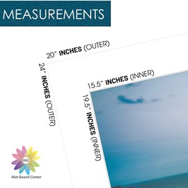 Mat Board Center, Pack of 10, 20x24 for 16x20 White Photo Picture Mats - Acid Free, 4-ply Thickness, White Core - for Pictures, Photos, Framing