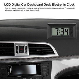 Nikou LCD Digital Clock-Ultra-Thin Vehicle Car Clock MiniTable Car Clock Dashboard Desk Electronic Clocks with Date Time Calendar Display