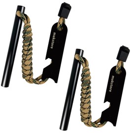 makstore 2 PACK 4 Inch Survival Ferro Rod - Flint and Steel Kit - Survival Ferrocerium Fire Starter with Striker and Paracord (2 x Camouflage)