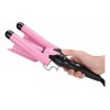 FD Waflera Triple Rizadora De Cabello Ondas Playeras Color Rosa
