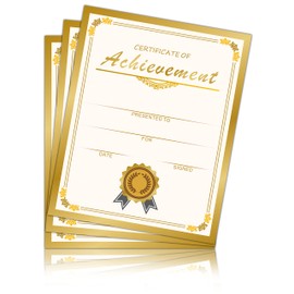 Gold Certificate of Achievement, Preschool Kindergarten Diploma Certificates for Kids, Graduation Certificates of Completion Award, Student of The Month Certificates for Students (25 Pcs)- 04