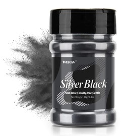 Mica Powder Silver Black, Wtrcsv 2.1oz/60g Epoxy Resin Pigment Natural Soap Colouring Powder Dye for Epoxy Resin, Soap Making, Slime, Bath Bombs, Makeup, Nail Art etc.