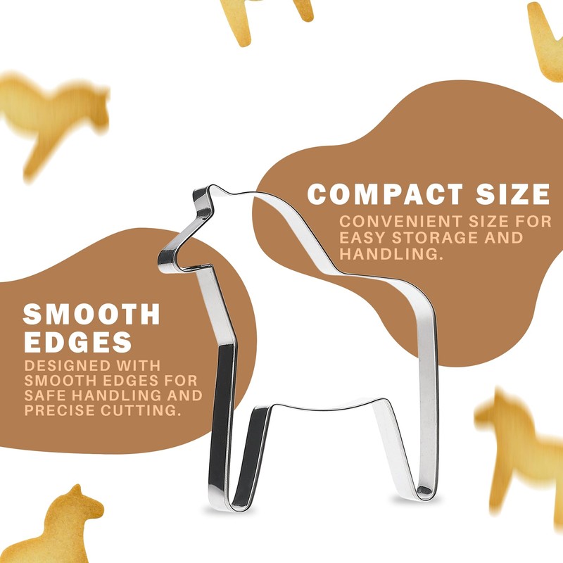 KOLIBROX Dala Horse Cookie Cutter - Traditional Swedish Design Scandinavian
