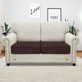 MAXIJIN Stretch Sofa Seat Cushion Cover Jacquard Sofa Seat Cover Non-Slip Couch Seat Slipcover Protector Replacement for Individual Cushion with Elastic Bottom (Coffee, 1 Seater*2)
