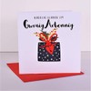 Welsh Language Embellished Christmas Greeting Card, Nadolig Llawen I'm Gwraig