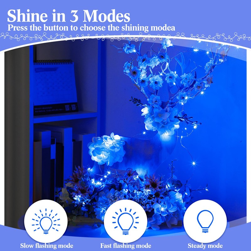 Hortsun 100 Pack Fairy Lights Battery Operated 3 Speed Modes,