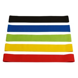 Matissa Pack of 5 Resistance Bands, Range of Elasticity Skin-Friendly Yoga Pilates Strips, Body Stretching, Weight Training, Whole-Body stabilising Exercises, Compound Work outs (Multicolour)