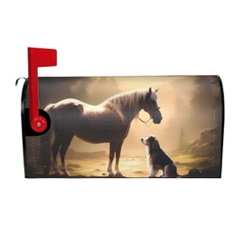 YYHWHJDE letterbox cover waterproof oxford cloth Fits standard or large size mailboxes Horse Meets Dog picture 21x18 in