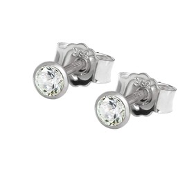 NKlaus Pair of Stud Earrings White Gold 333 8 Carat Gold Cubic Zirconia White Women Men Stud Earrings, White Gold, Zircon