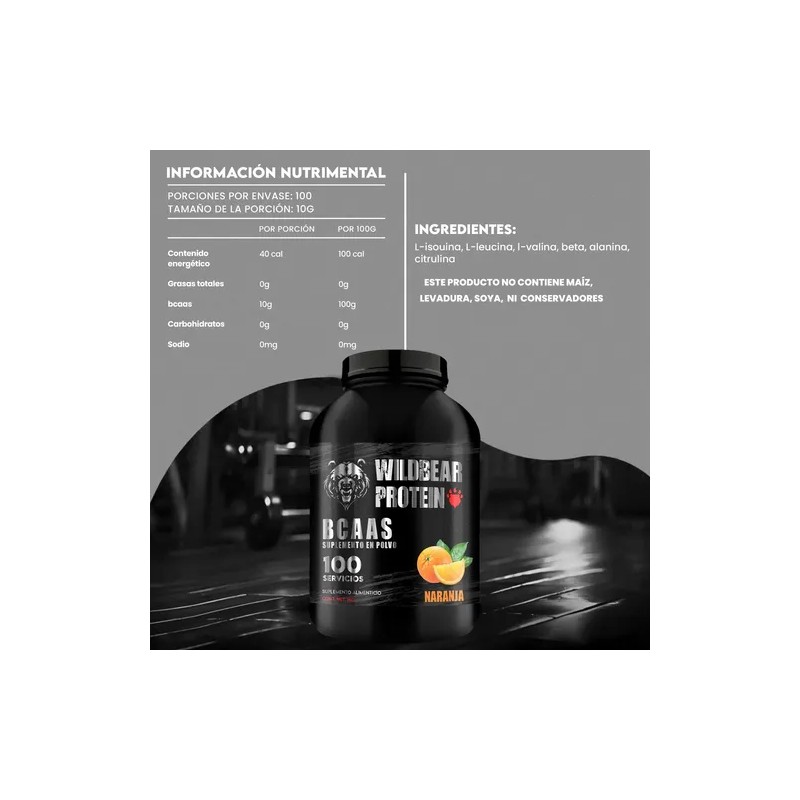 Aminoácidos Pre Entreno Bcaas Wild Beard 1kg Sabores 100serv