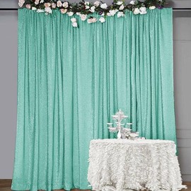SFN SKY 10ft x10ft Aqua Blue Metallic Shiny Spandex Curtain Party Wedding Backdrop Photography Background Photo Booth Studio Background Home Party Supplies Christmas Thanksgiving Decor(Aqua Blue)