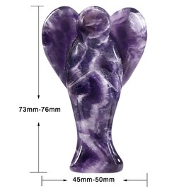 mookaitedecor 3 Inch Amethyst Crystal Guardian Angel Ornament with Heart Wings Love Peace Crystal Angel Statue Carved Healing Crystal Angel Gift Purple Angel Figurine Sculpture Spiritual Room Decor