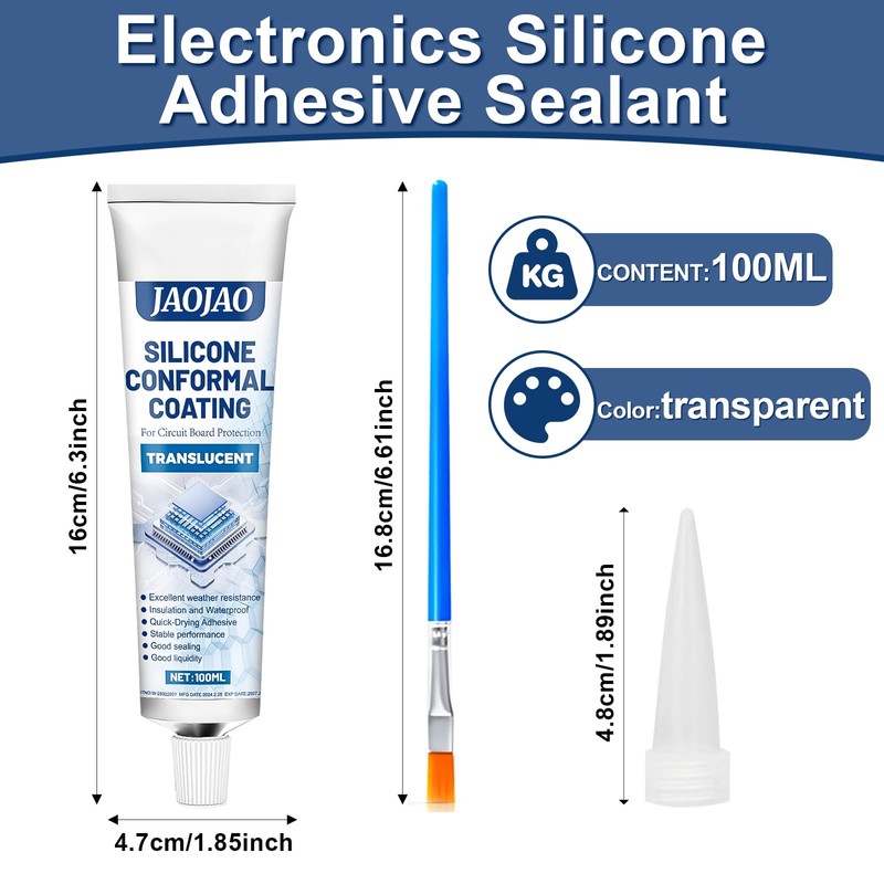 JAOJAO Conformal Coating for Electronics Silicone Adhesive Sealant Transparent Insulating