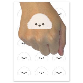 Peeking Bichon Frise Dog Temporary Tattoo Water Resistant Fake Body Art Set Collection - 54 1" Tattoos (1 Sheet)