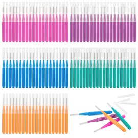 100 Pieces Interdental Brushes Between-Teeth - RAINFLOW Disposable Braces Brush for Teeth,Interproximal Dental Brush Picks,Toothpick Dental Flossing Oral Hygiene Cleaning for Home,Travel,Work,School